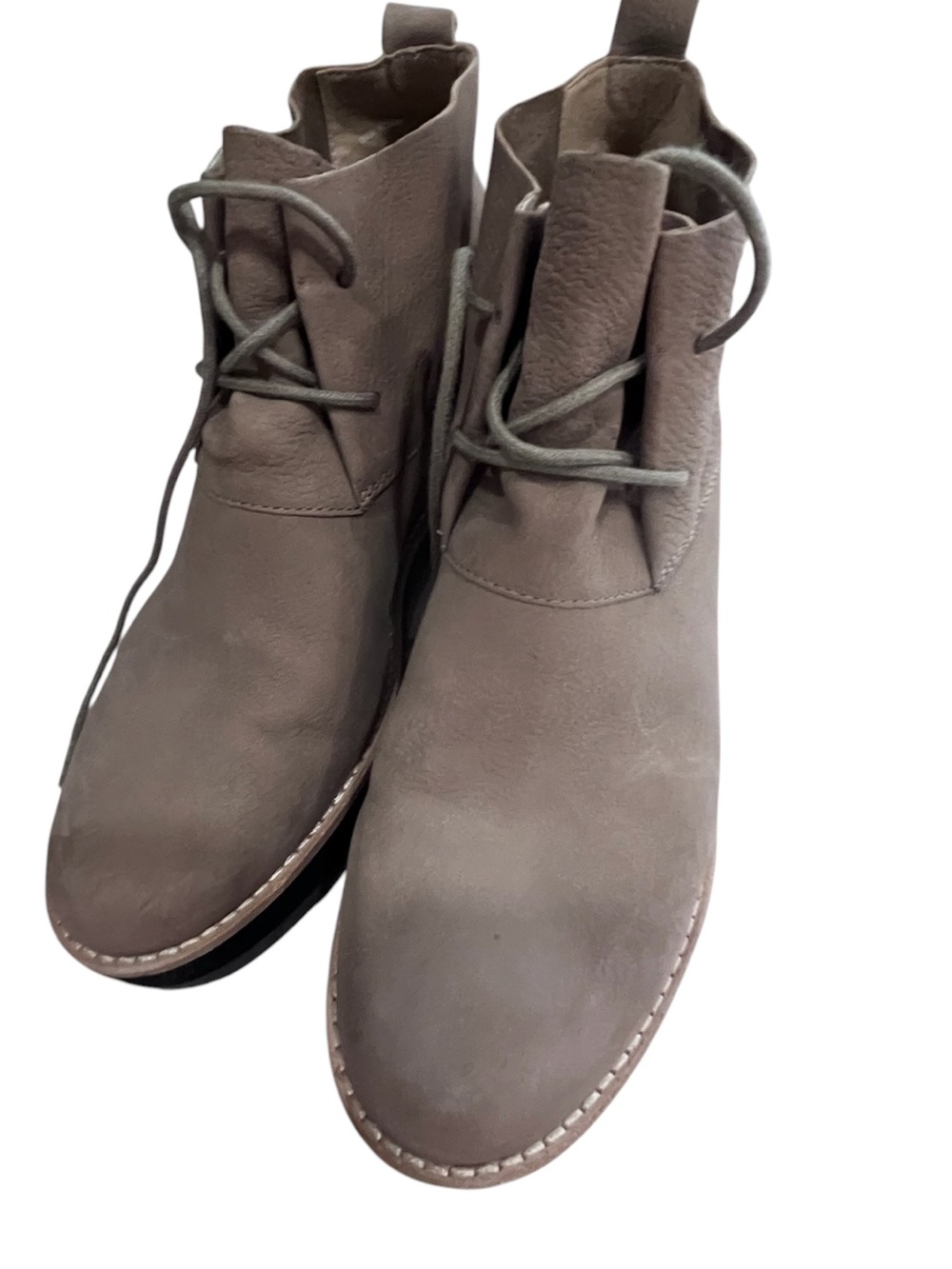 Eileen Fisher Nubuck Taupe brown Lace-Up suede Leather Wedge Ankle Boots Size 9 - Picture 4 of 12